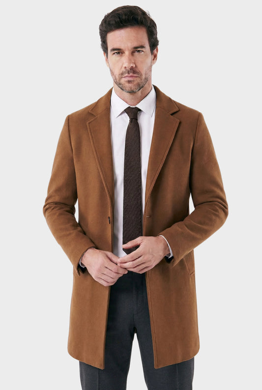 Sobretudo Masculino Médio com Lapela Notched Essentials