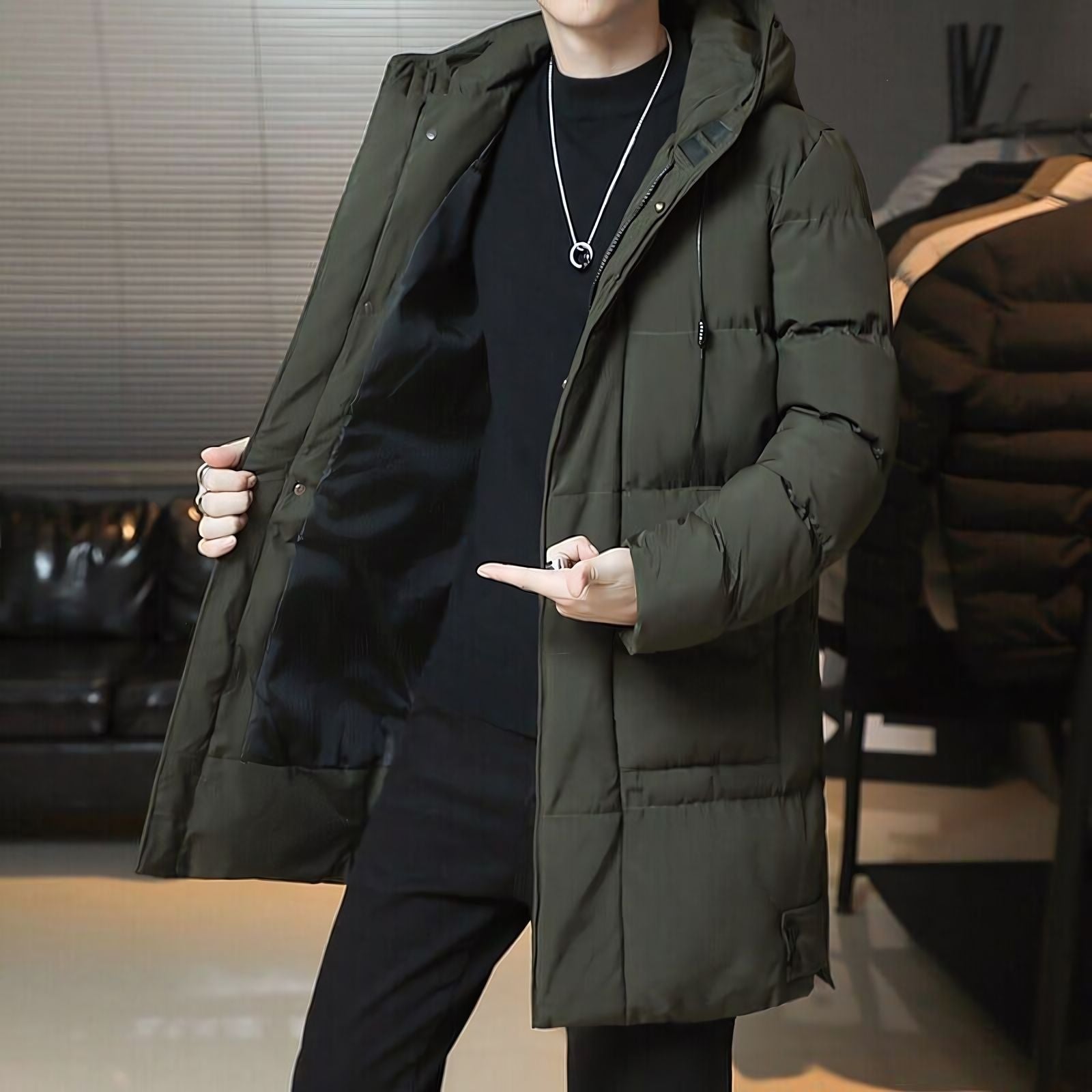 Sobretudo Masculino Puffer com Capuz Manhattan