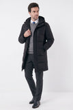 Sobretudo Masculino Puffer Médio com Capuz Jersey