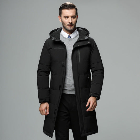 Sobretudo Masculino Puffer Médio com Capuz Jersey