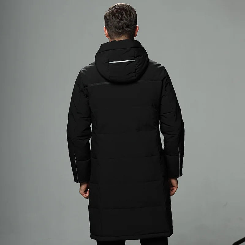 Sobretudo Masculino Puffer Médio com Capuz Jersey