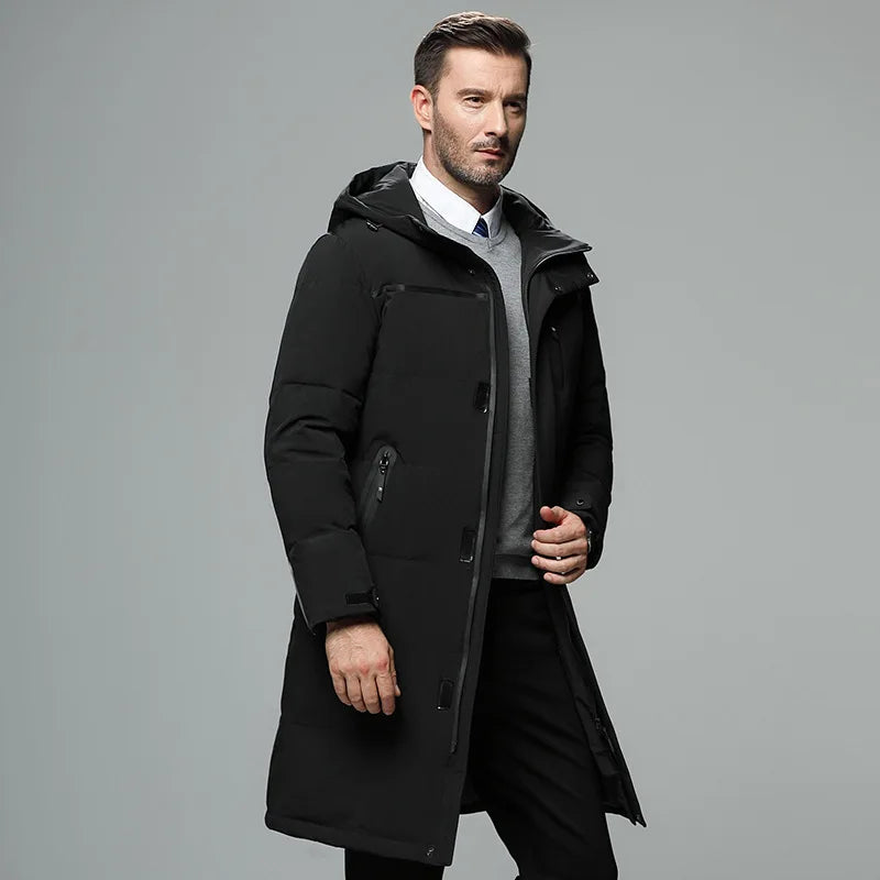 Sobretudo Masculino Puffer Médio com Capuz Jersey