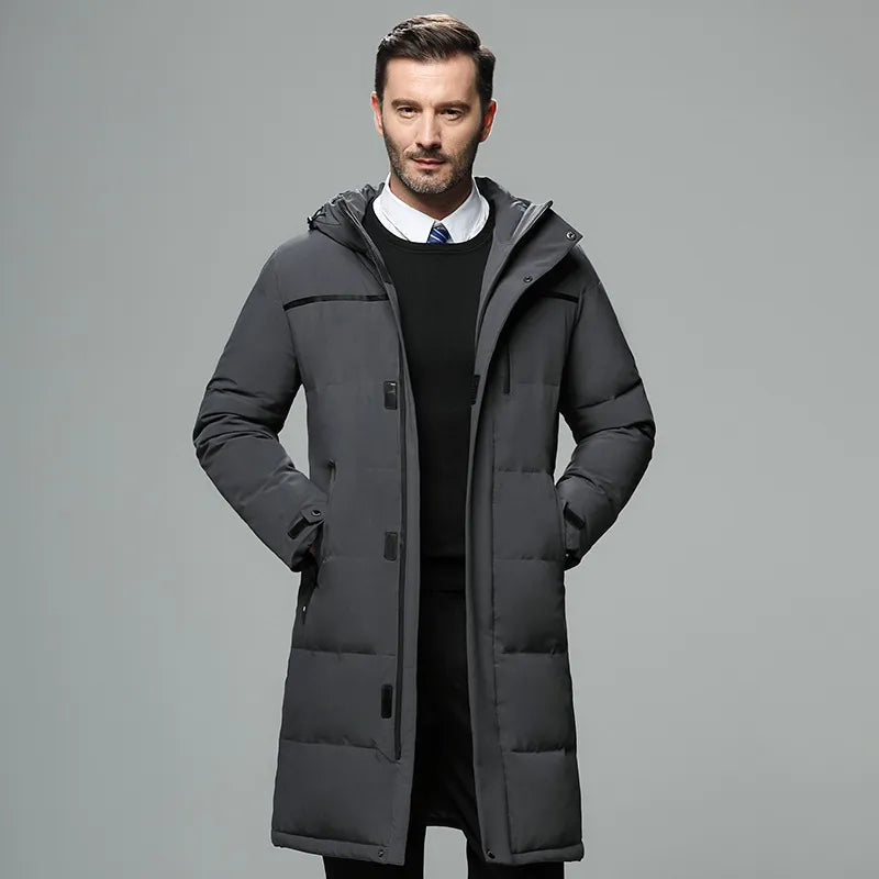 Sobretudo Masculino Puffer Médio com Capuz Jersey