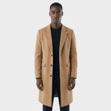 Sobretudo Masculino Social Longo com Lapela Notched