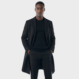 Sobretudo Masculino Social Longo com Lapela Notched