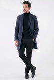 Sobretudo Masculino com Lapela Notched Estruturada