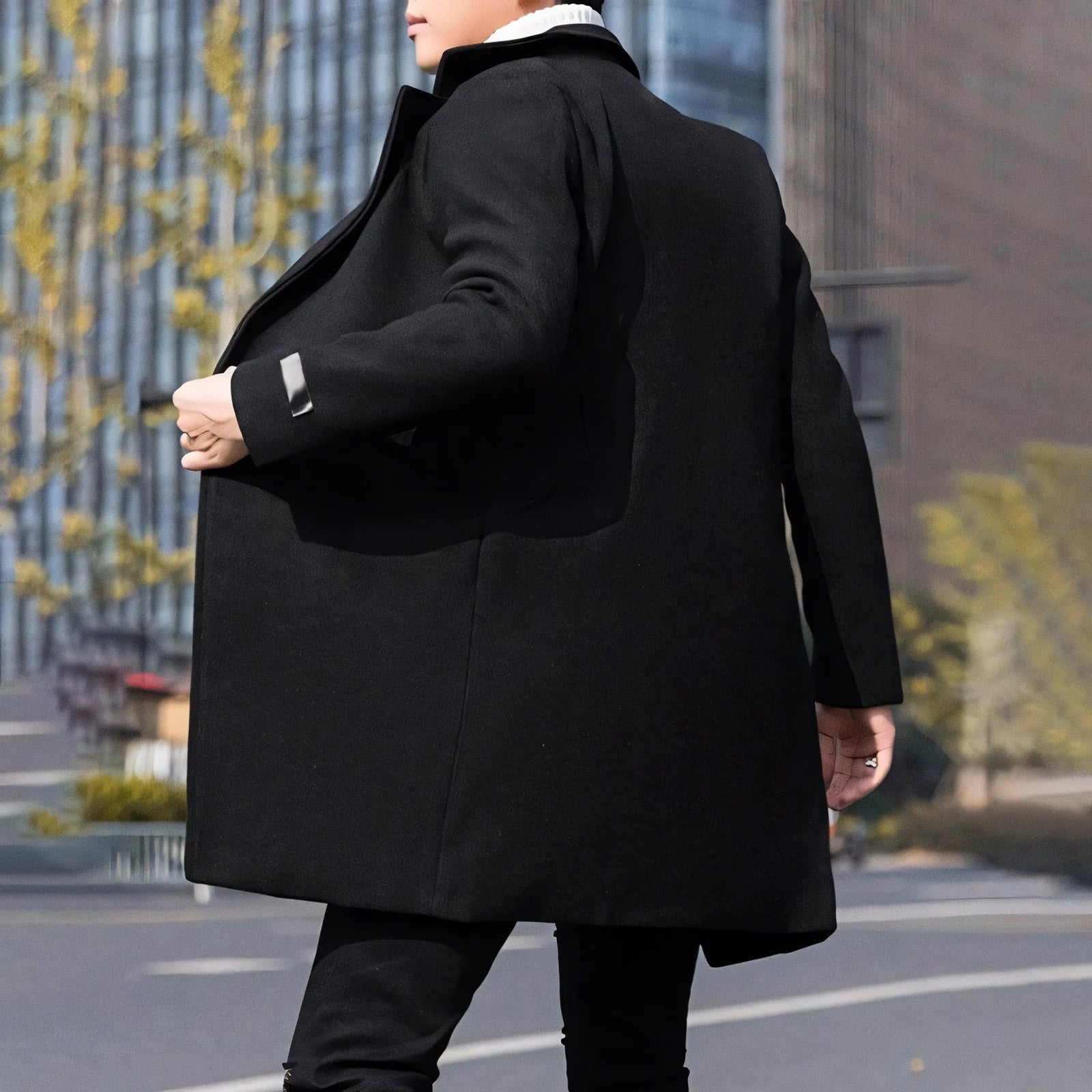 Sobretudo Masculino Médio com Lapela Notched Essentials