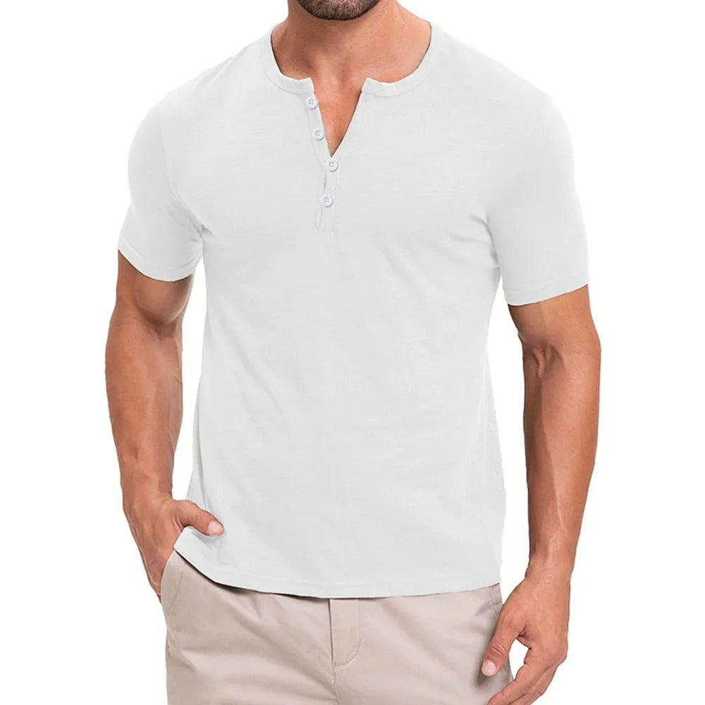 Camiseta Masculina Gola Henley Campeche
